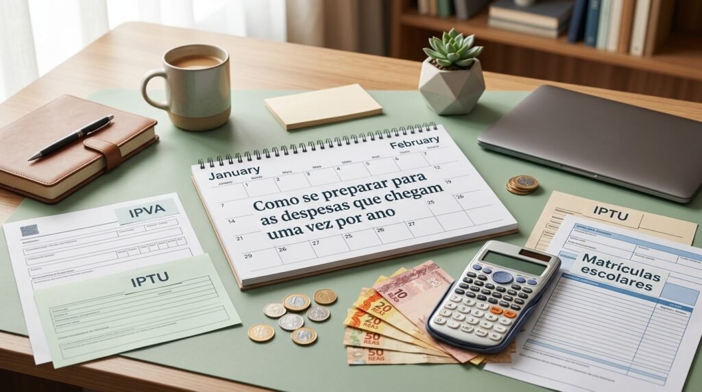 Planejamento de despesas anuais como IPVA, IPTU e matrículas escolares